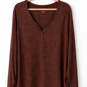 Torrid Lightweight Slub Long Sleeve Top Size 1 Brown 🍂🤎